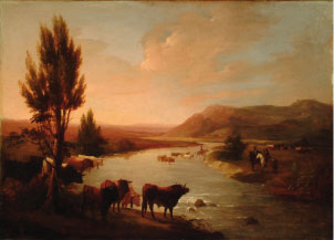 Torada vadeando un río. J. Elbo, c.1830. Archivo RMCS.