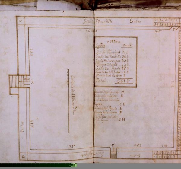 Plano de la primera plaza de madera, c.1731. Representación más antigua de plaza de la Real Maestranza. Archivo RMCS.