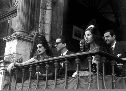 Humberto de Italia, María Pía de Saboya y los Duques de Alba, 1955.